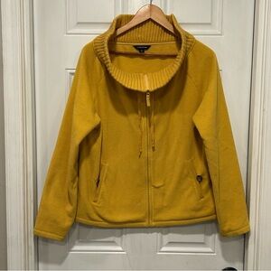 Lands' End women's ribbed cowl neck full-zip fleece jacket, large (14-16) yellow